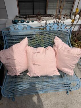 Blush Pink Linen Throw Pillow Covers - Set of 3